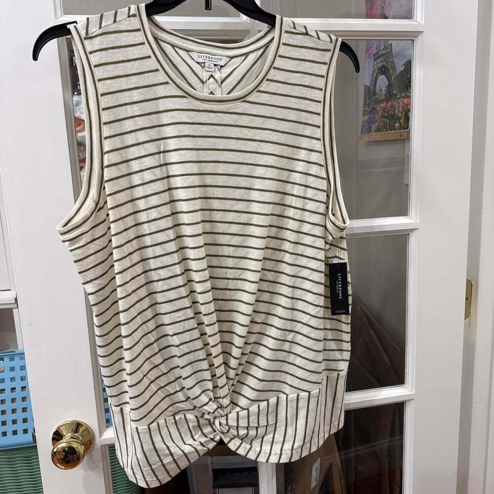 Liverpool Front Twist Striped Sleeveless Tank